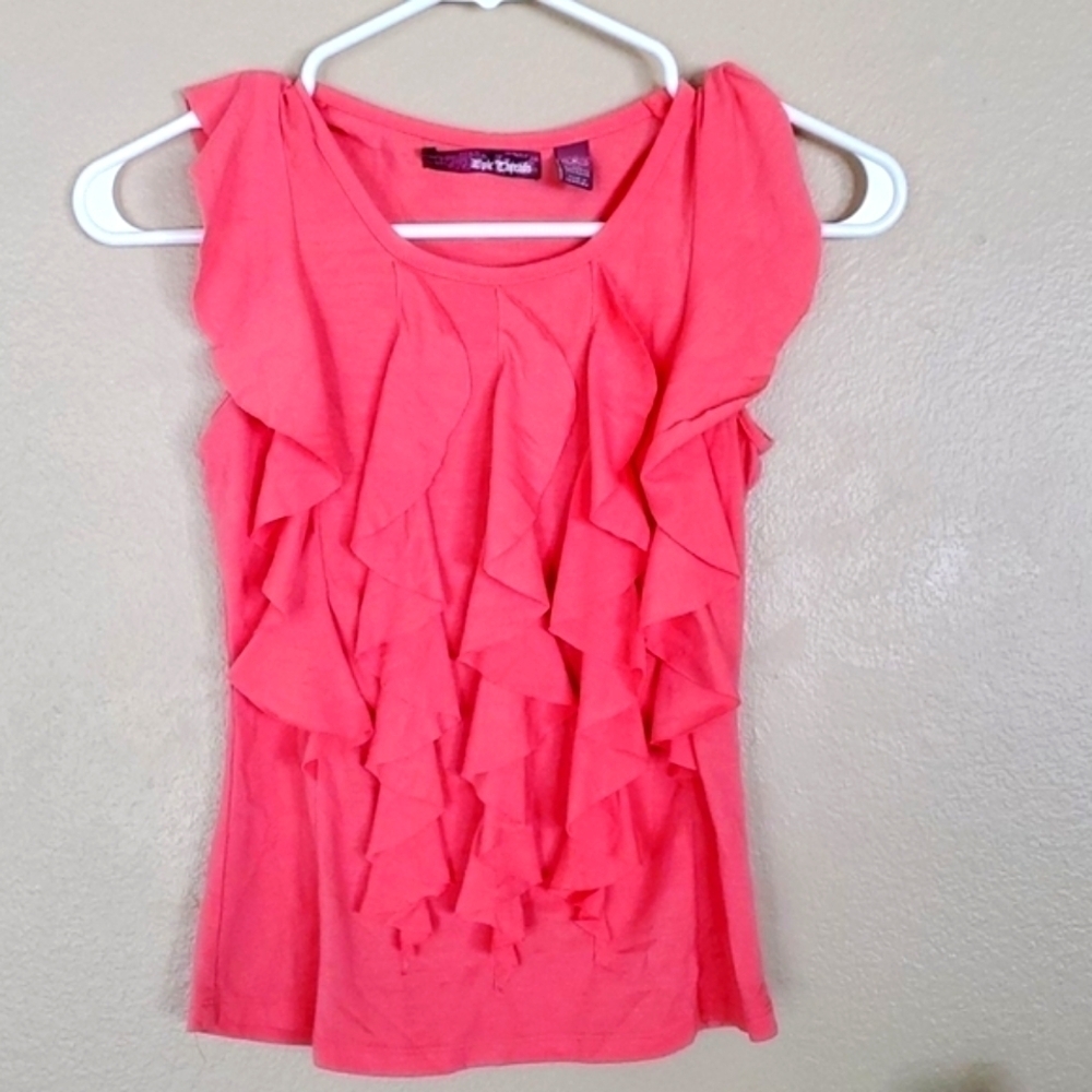 Epic Thread Coral tank top with ruffle front